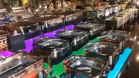 Autres fournitures d'hôtel Équipement de service en acier inoxydable Buffet Affichage des aliments Ensemble de chauffe-plats électrique Chafing Dish