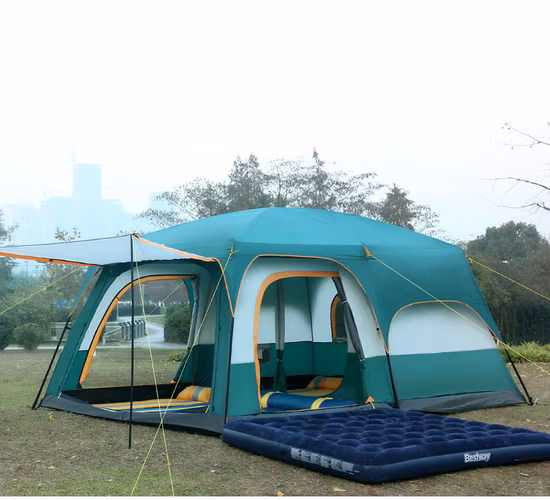 6-12 Personnes Luxueux Double Couche Imperméable Famille Tente de Camping de Plage en Plein Air